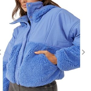 Blue FP Movement by Free People Women's Adventure Awaits Fleece Button Up Jacket